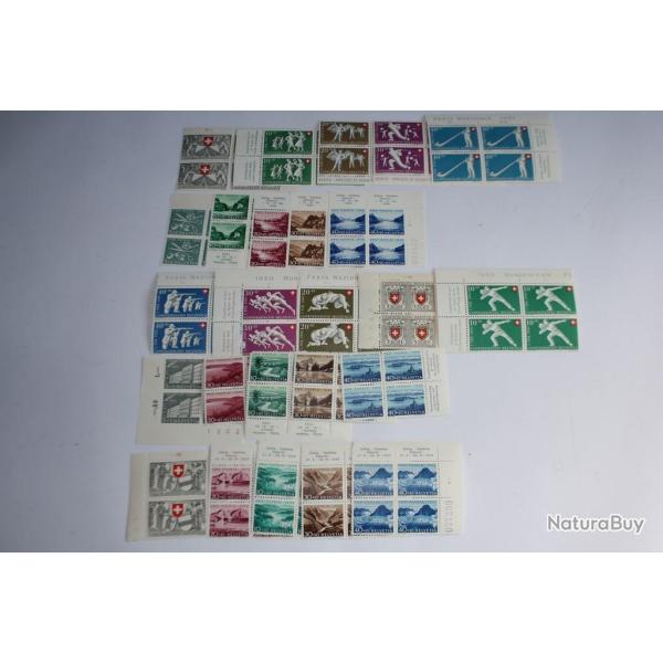 Timbres Suisse Pro Patria Lot 5 ann�e bloc x4 1950-1956 neufs
