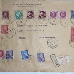 Enveloppe France Timbres oblitérés 1942