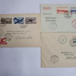 Enveloppes Suisse aviation oblitérés 1939-1941-1944