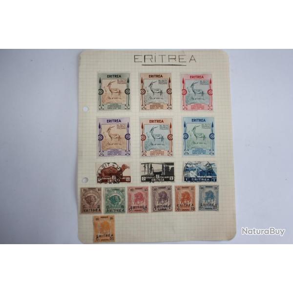 Timbres colonie Italie Eritrea 1924 et 1934