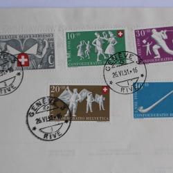 Enveloppe Suisse Timbres Pro Patria  administration des postes 1951