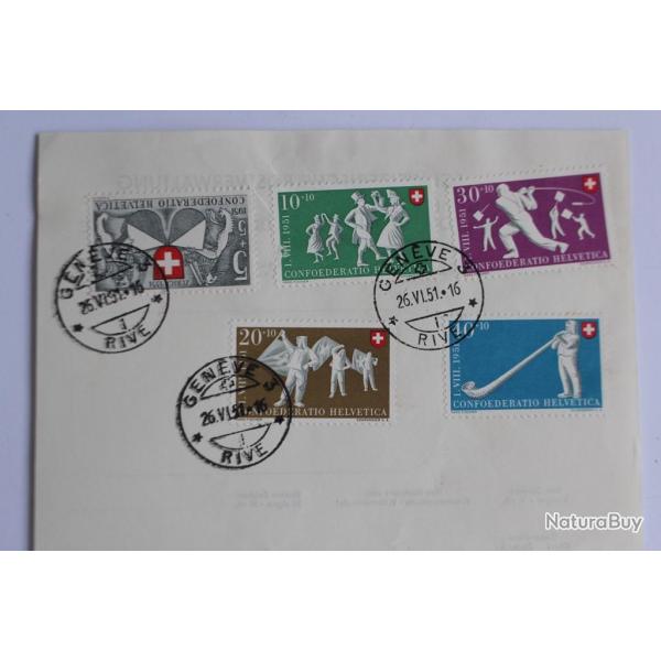 Enveloppe Suisse Timbres Pro Patria  administration des postes 1951