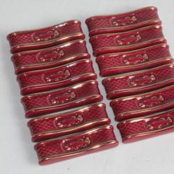 12 Porte-couteaux céramique bordeaux et or Poisson