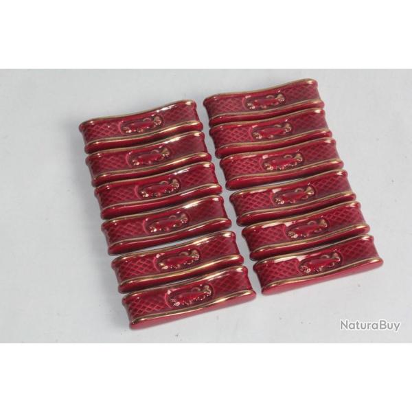 12 Porte-couteaux c�ramique bordeaux et or Poisson