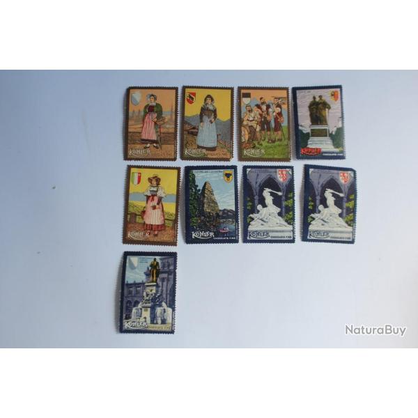 Vignettes suisse Kohler chocolats fins s�rie statue et costume