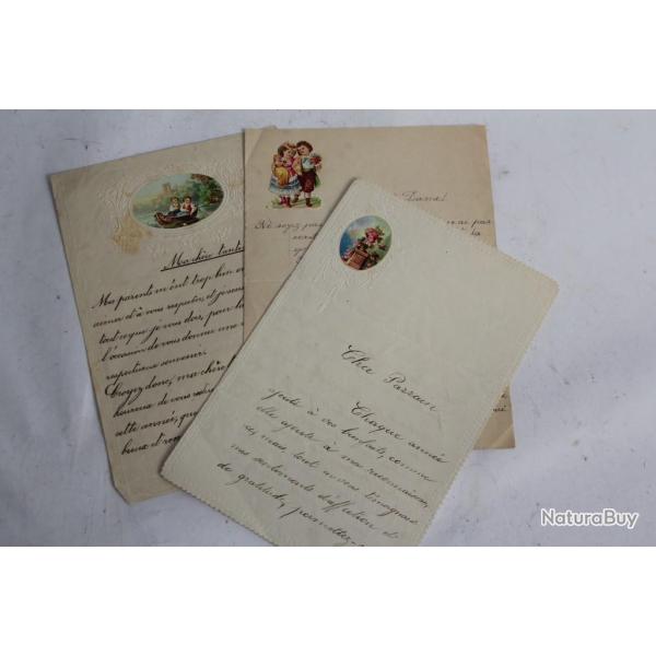 Lettres papier gaufr� Chromos XIXe si�cle