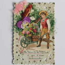 Image gaufrée chromo 1er Avril 1909