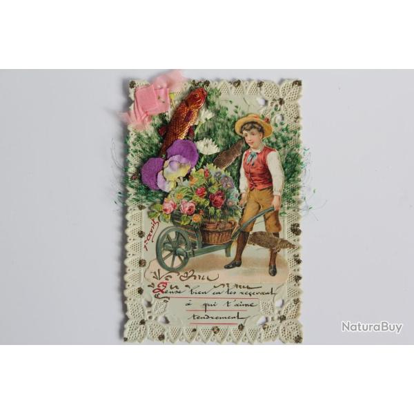 Image gaufr�e chromo 1er Avril 1909