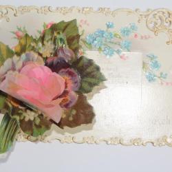 Image chromo à système XIXe siècle Bouquet de fleurs