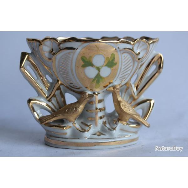 Vase de mariage porcelaine Vieux Paris Oiseaux