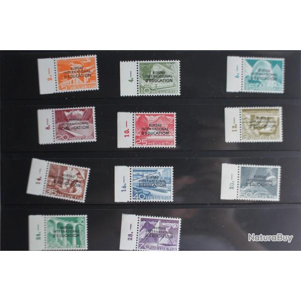 Timbres Suisse s�rie Technique et paysage surcharge BIE 1950