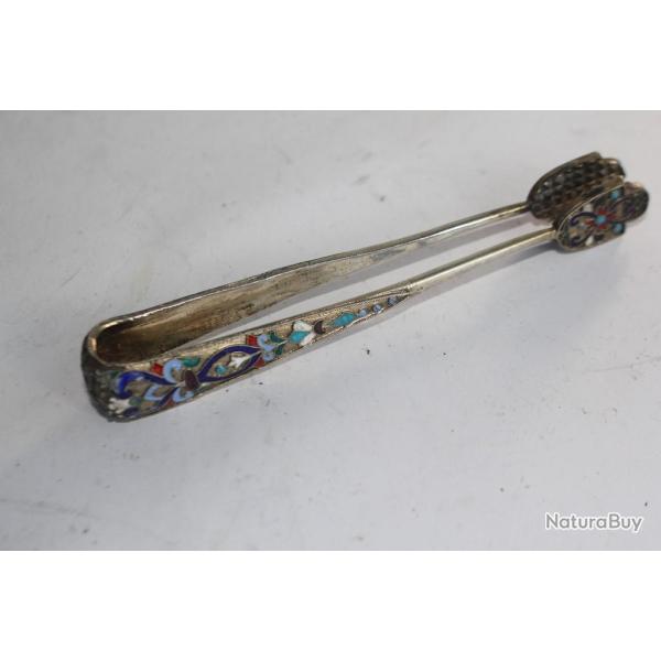 Pince a sucre Russe argent et �maux cloisonn�s XIXe si�cle