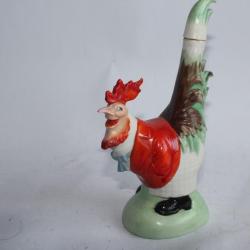 Petite bouteille porcelaine humoristique coq