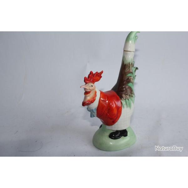 Petite bouteille porcelaine humoristique coq