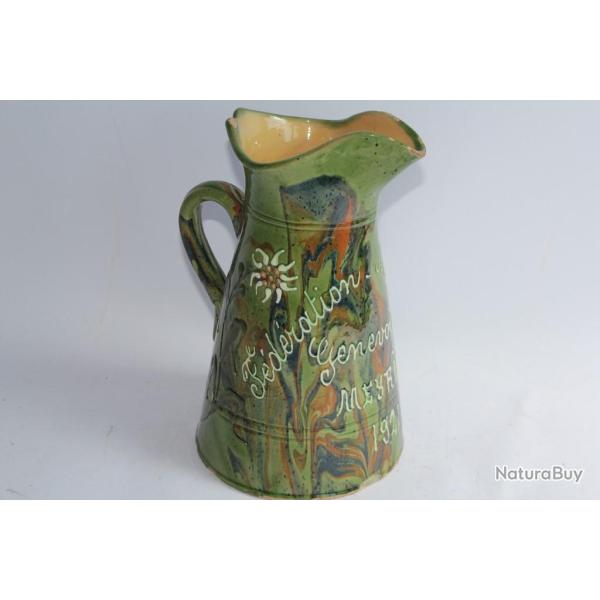Pichet c�ramique Musique Gen�ve Meyrin 1921 Art populaire
