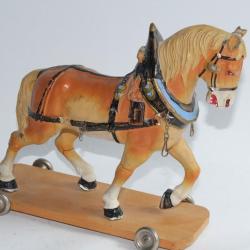 Jouet Elastolin Cheval de trait à tirer