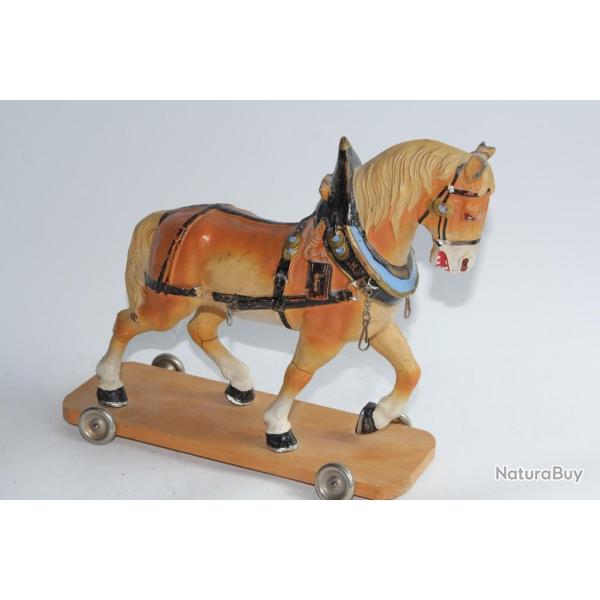 Jouet Elastolin Cheval de trait � tirer