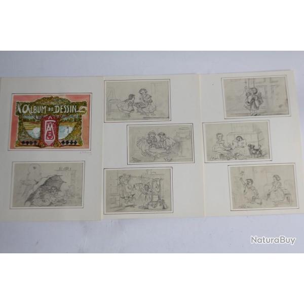 Album Dessins originaux Enfants A. Millioud 1878