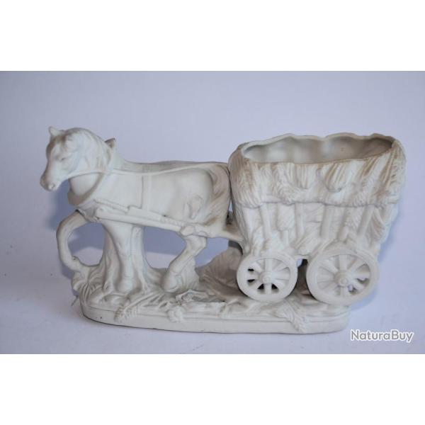 Porcelaine biscuit Petit vase Cheval.