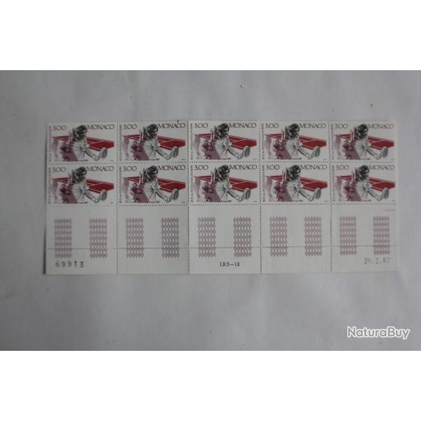 Timbres Monaco bande x10 coin dat� 1987