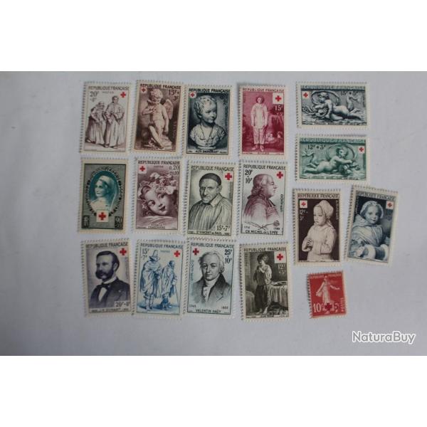 Timbres France croix rouge 1950-1960 neufs
