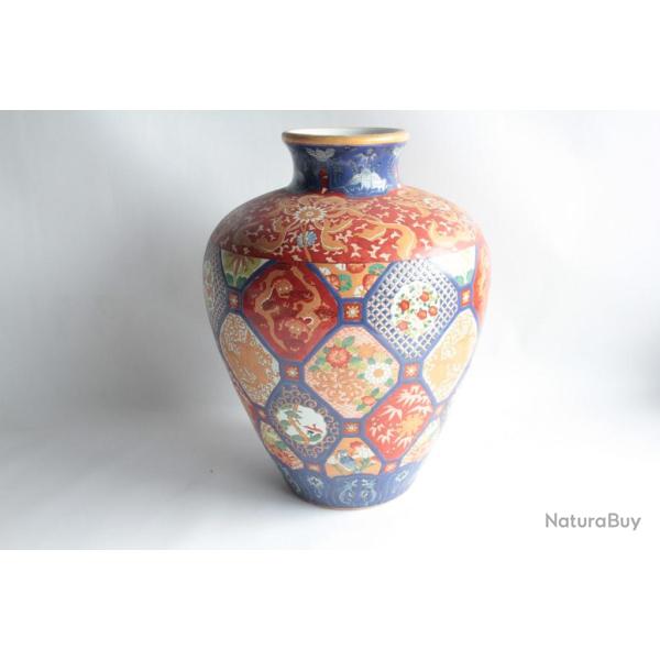 Grand vase porcelaine �maill� Imari Chine