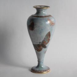 Vase porcelaine lustre nacre papillon Armand Carlton