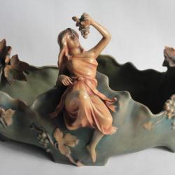 Jardinière céramique Bernard BLOCH Femme Art Nouveau