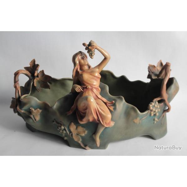 Jardini�re c�ramique Bernard BLOCH Femme Art Nouveau