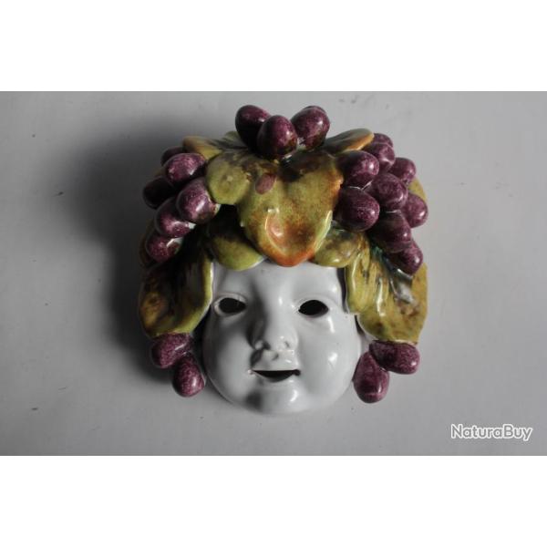 Masque c�ramique quatre saisons Bacchus �t� Italie