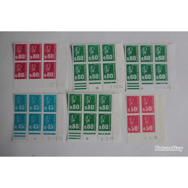 Timbres France blocs Marianne de B�quet 1975 coins dat�s neufs