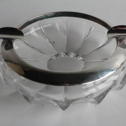 Cendrier cristal et argent massif