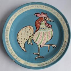 Plat céramique émaux de Thoune Coq 1906 Suisse