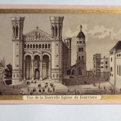 Chromo souvenir Lyon vue nouvelle &Eacute;glise Fourvi&egrave;re