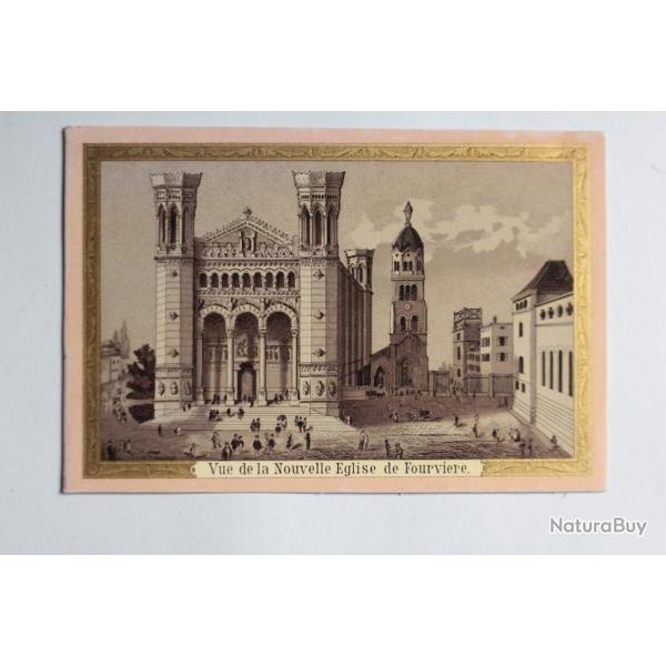 Chromo souvenir Lyon vue nouvelle �glise Fourvi�re