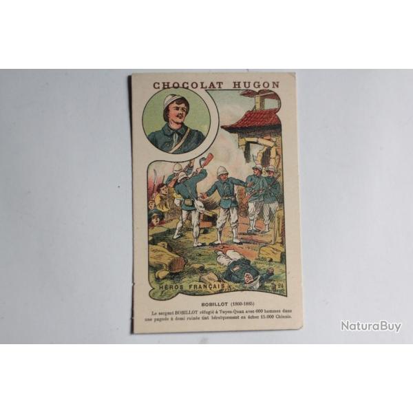Chromo publicitaire Chocolat Hugon h�ros Fran�ais Bobillot