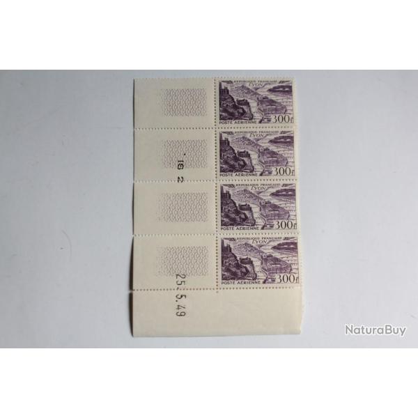 Timbres France bloc x4 poste a�rienne 300f Lyon N�26 dat� neuf
