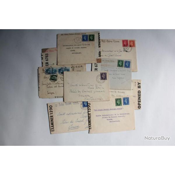 Lot 10 Enveloppes Grande Bretagne avec censure croix rouge 1941