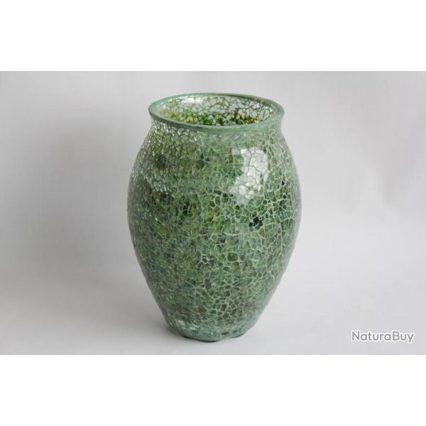 Vase verre mosa�que vert