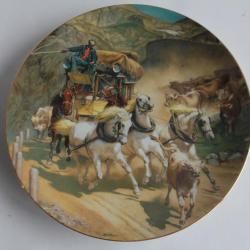 Assiette porcelaine Diligence Poste Saint-Gotthard Rudolf Koller Suisse