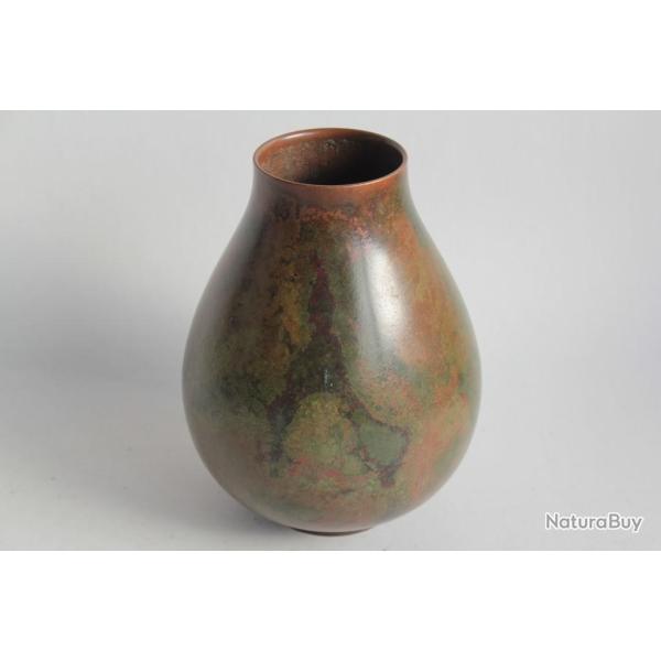 Vase bronze Gasen HASEGAWA Showa Japon