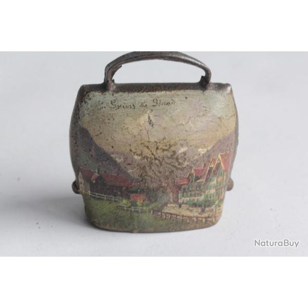 Ancienne cloche peint paysage Souvenir Montagne Suisse