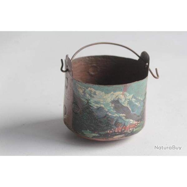 Ancien sceau peint paysage Souvenir Montagne Chamonix France