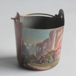 Ancien sceau peint paysage Souvenir Montagne Suisse Pissevache