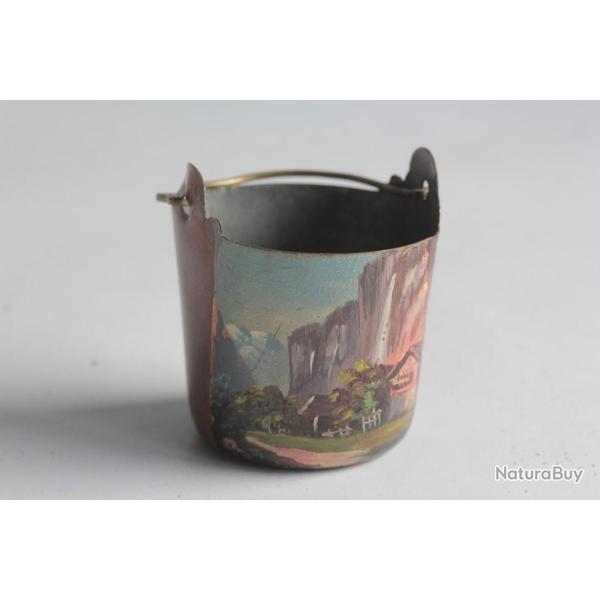 Ancien sceau peint paysage Souvenir Montagne Suisse Pissevache