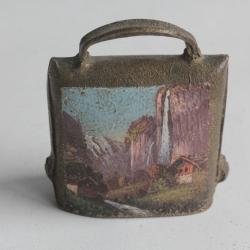 Ancienne cloche peint paysage Souvenir Montagne Suisse Pissevache