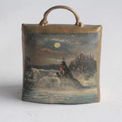 Ancienne cloche peint paysage Souvenir Montagne Suisse Rheinfall