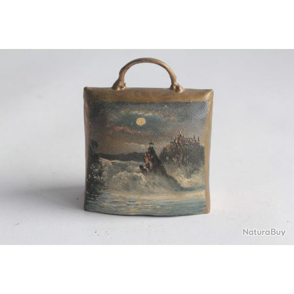 Ancienne cloche peint paysage Souvenir Montagne Suisse Rheinfall