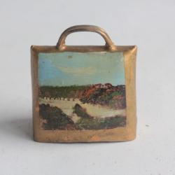 Ancienne cloche peint paysage Souvenir Montagne Suisse Rheinfall