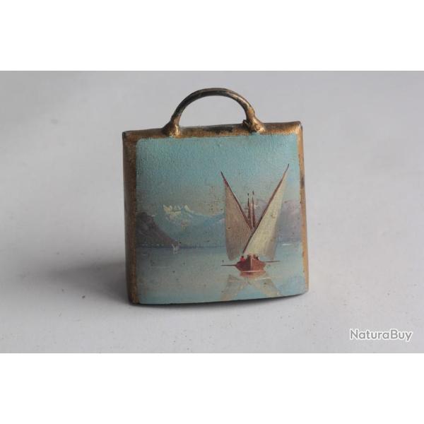 Ancienne cloche peint paysage Souvenir Montagne Suisse lac l�man
